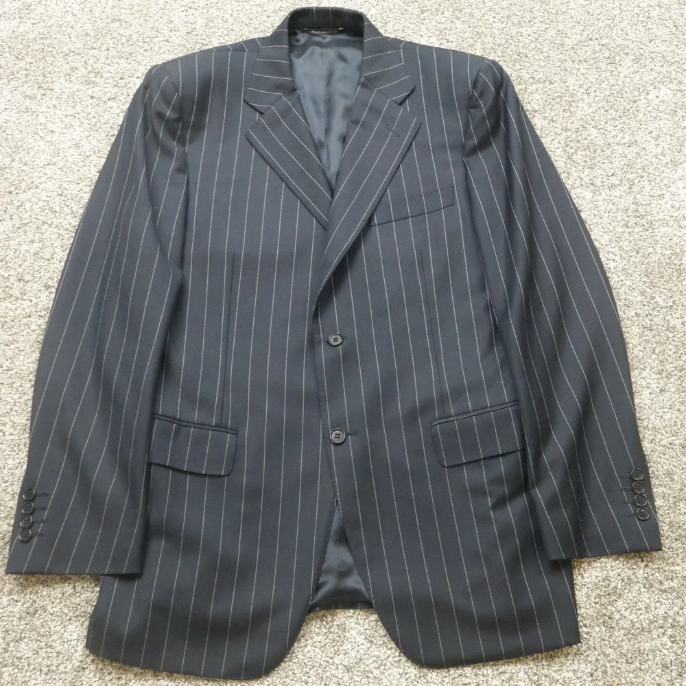 Canali Blazer Mens 48 Large Wool Pinstripe Double Vent Formal Made Italy